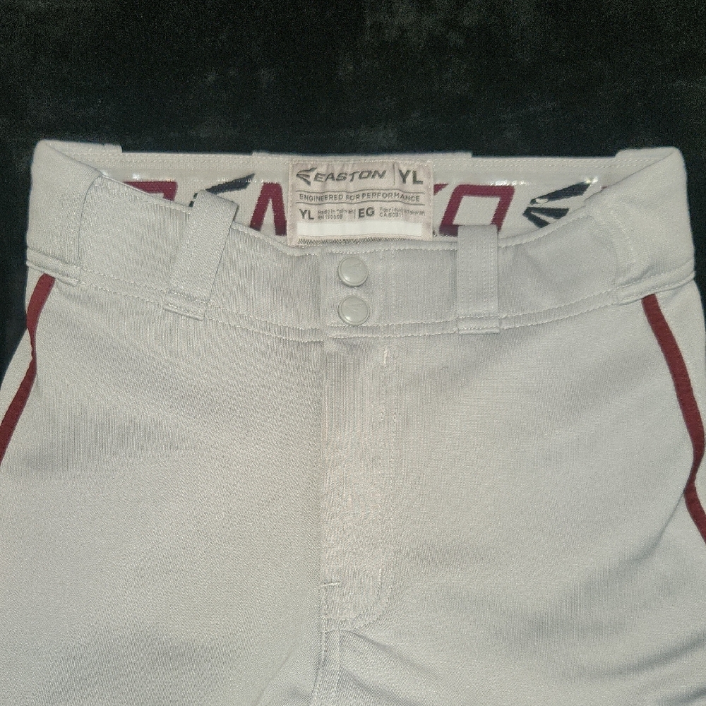 Easton Youth Baseball Pants with Maroon Pinstripe Piping
